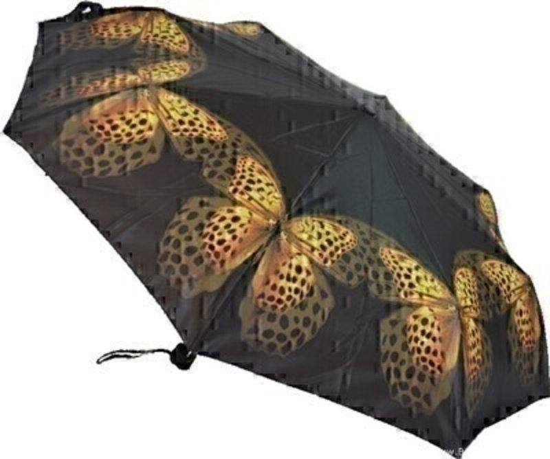 This stunning new folding umbrella from ArtBrollies features a beautiful yellow butterfly design on a black background. This umbrella has virtually unbreakable fibreglass ribs  allowing for flexibility in windy conditions and has automatic opening and closing with a secure velcro fastening and comes complete with a matching sleeve.